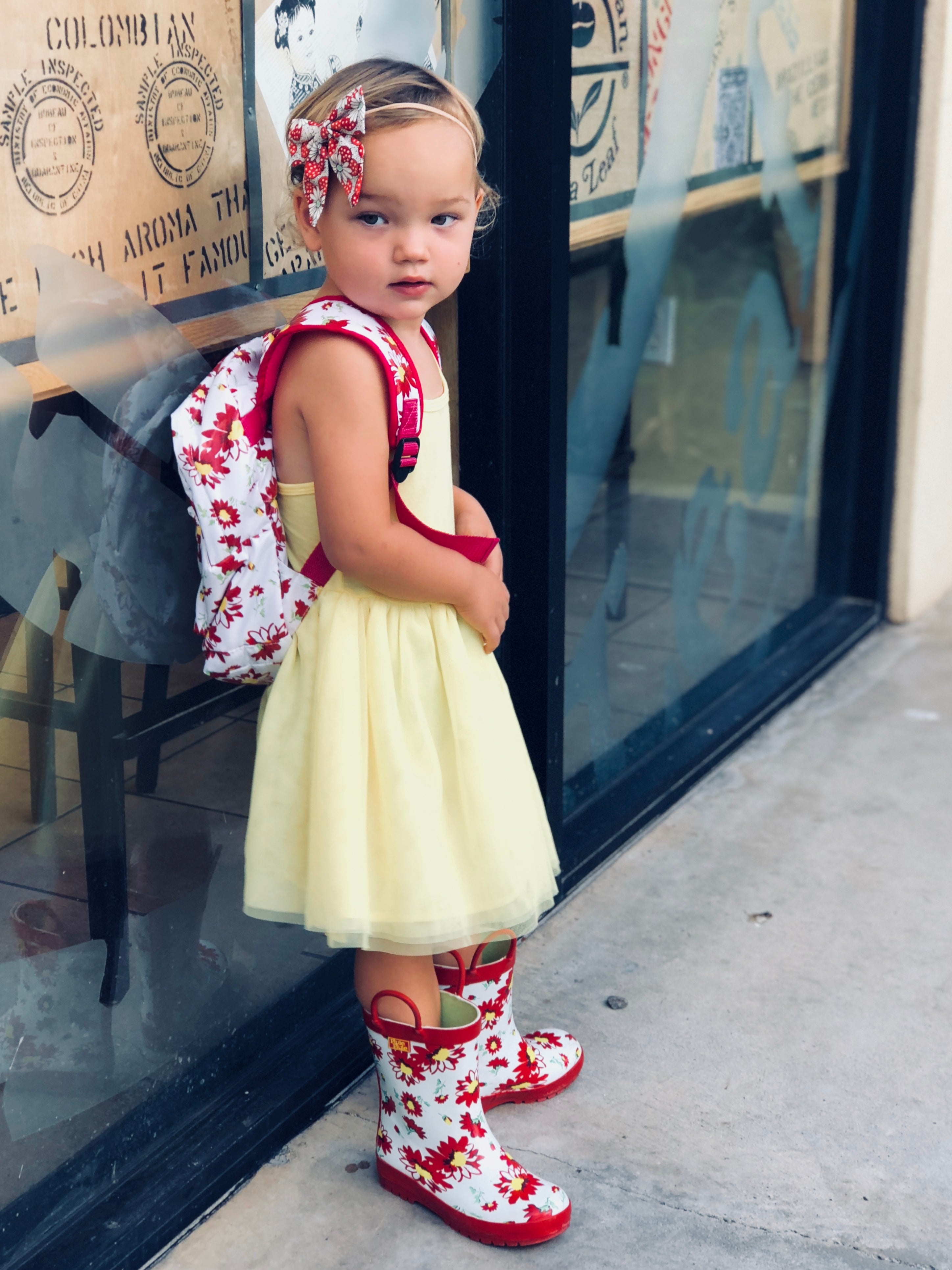 Red Flower Rain Boot