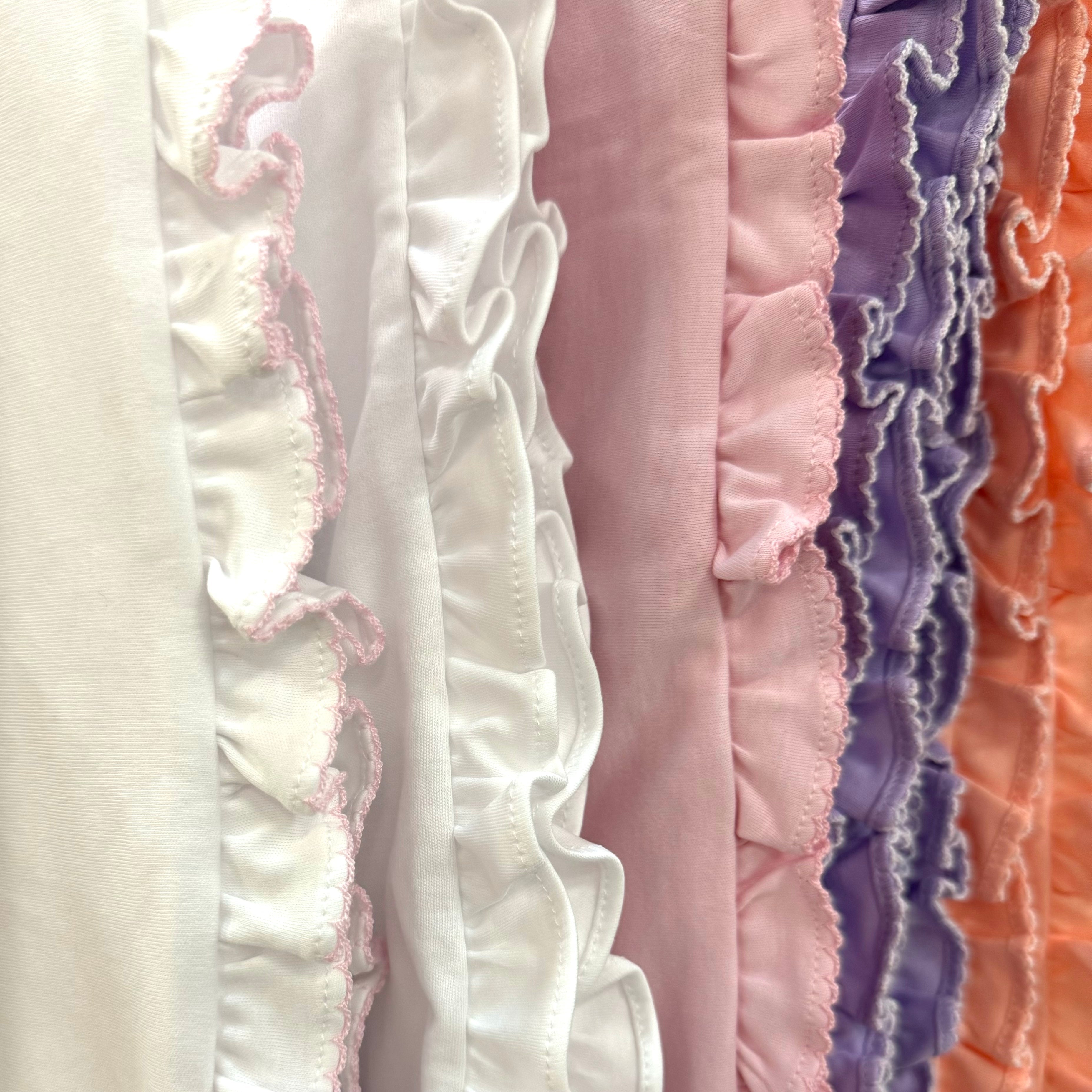 100% Pima Cotton Ruffle Blanket: White