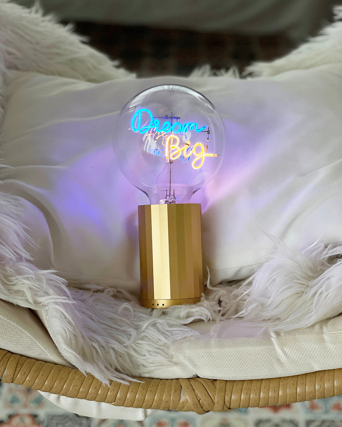 Mitb Bulb Dream Big Blue/ Amber With Base Table Lamp Portable
