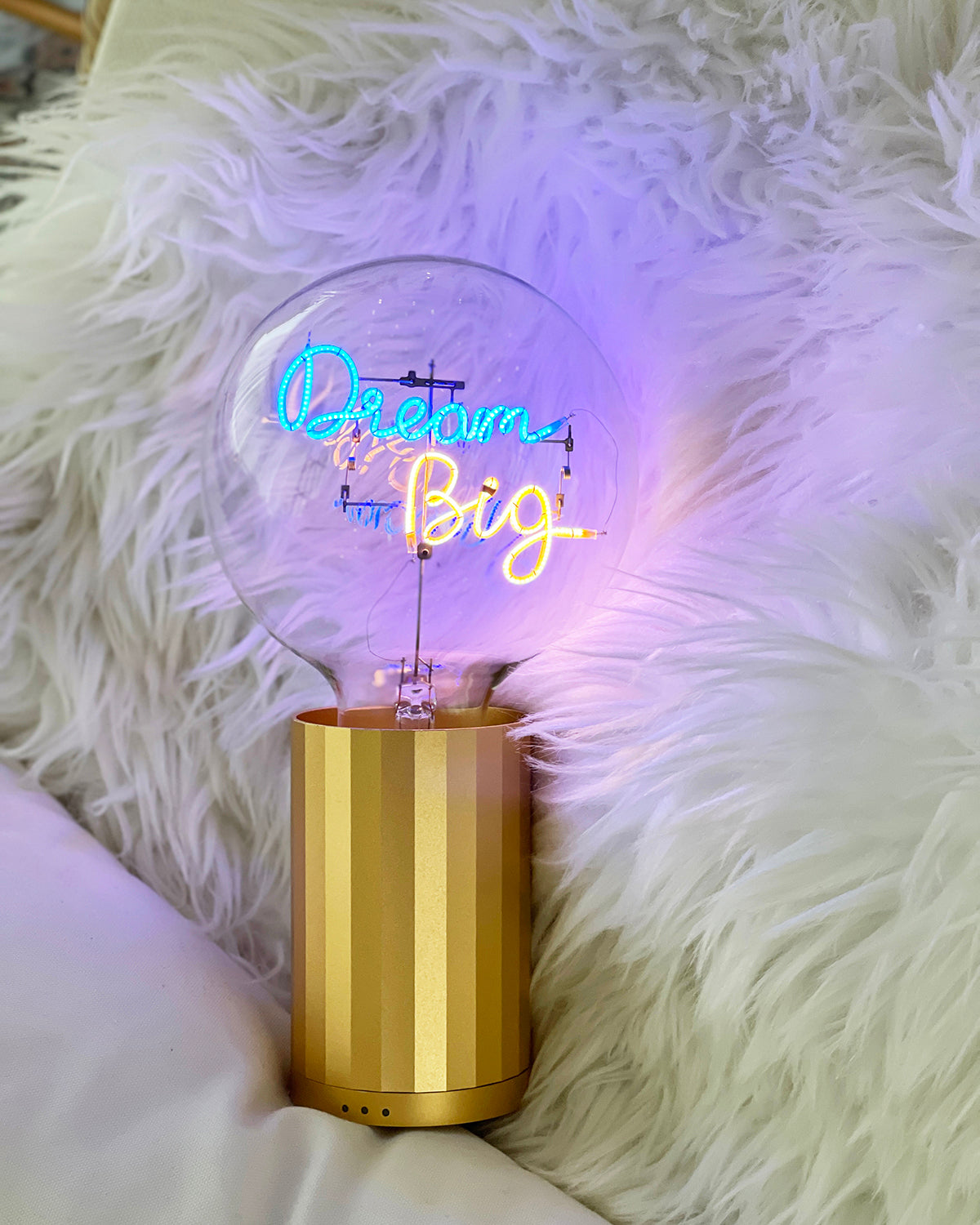 Mitb Bulb Dream Big Blue/ Amber With Base Table Lamp Portable