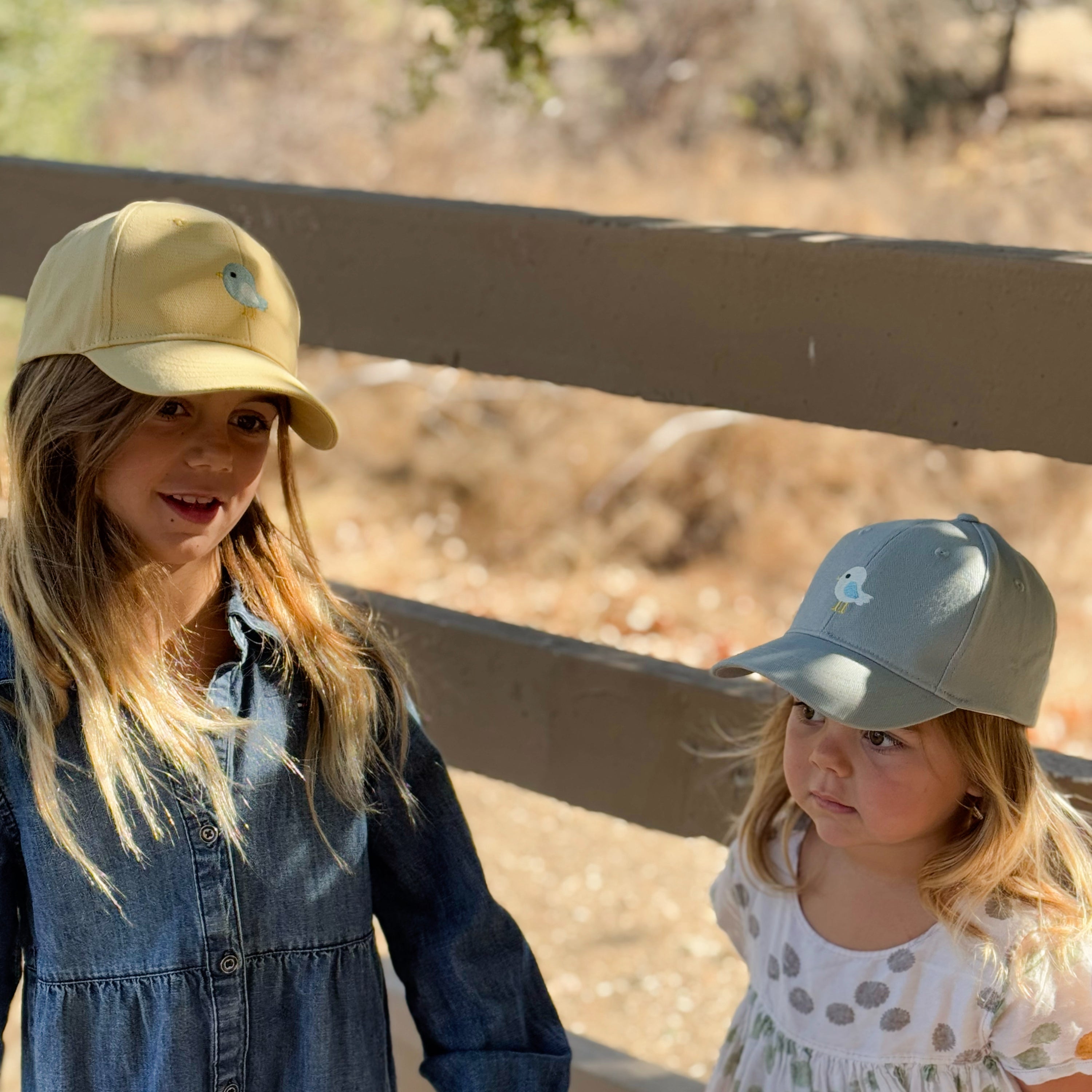 Girls Bird Patch Baseball Cap (age 3-6/7y) For Toddler And Little Girls, Natural Cotton- Vintage Yellow