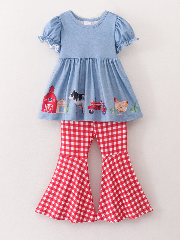 Girls Farm Animals Bell Bottoms Outfit