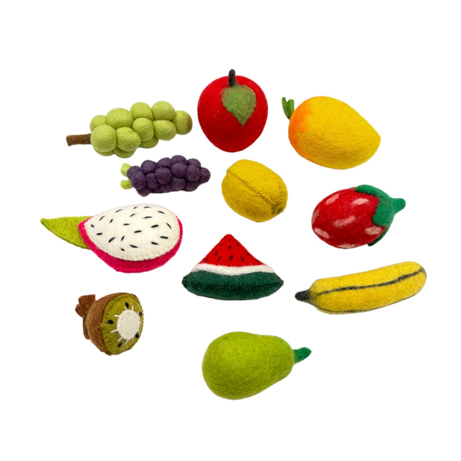 handmade In Nepal 100% Wool Felt Foods Play Set For Pretend Cooking And Farmer's Market Play