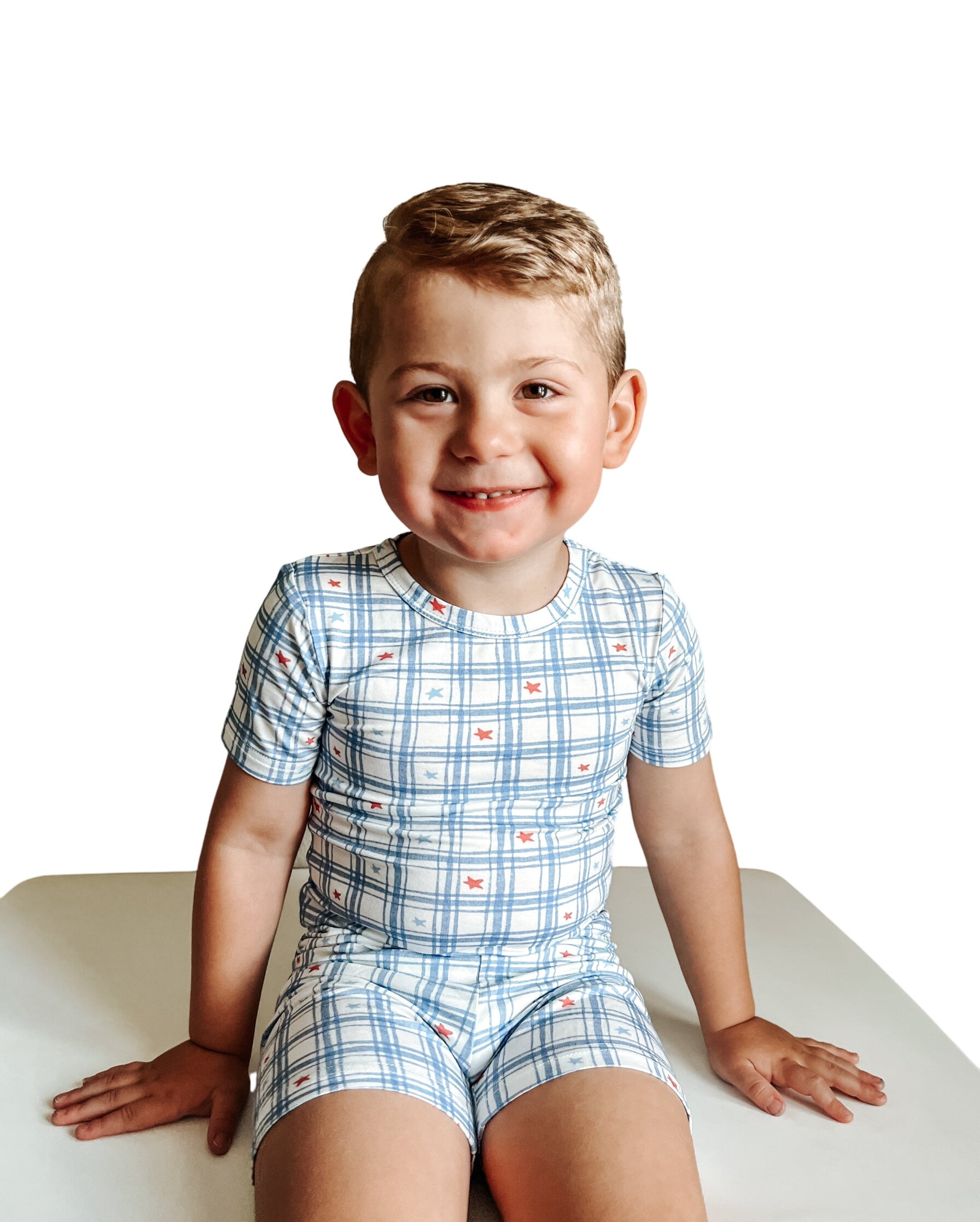 Stars Gingham 2pc Bamboo Pajamas