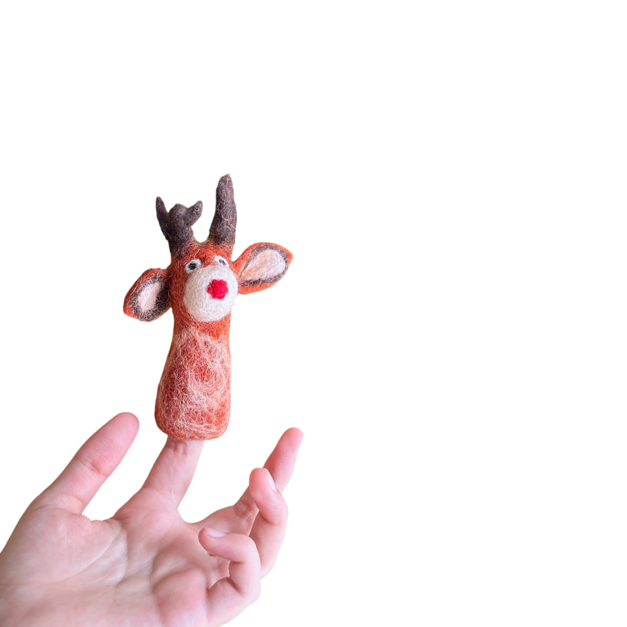 Red Reindeer Finger Puppet