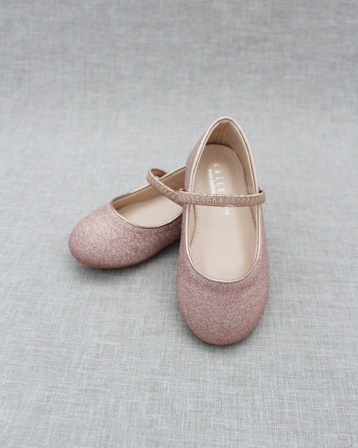 Rose Gold Fine Glitter Mary Jane Flats