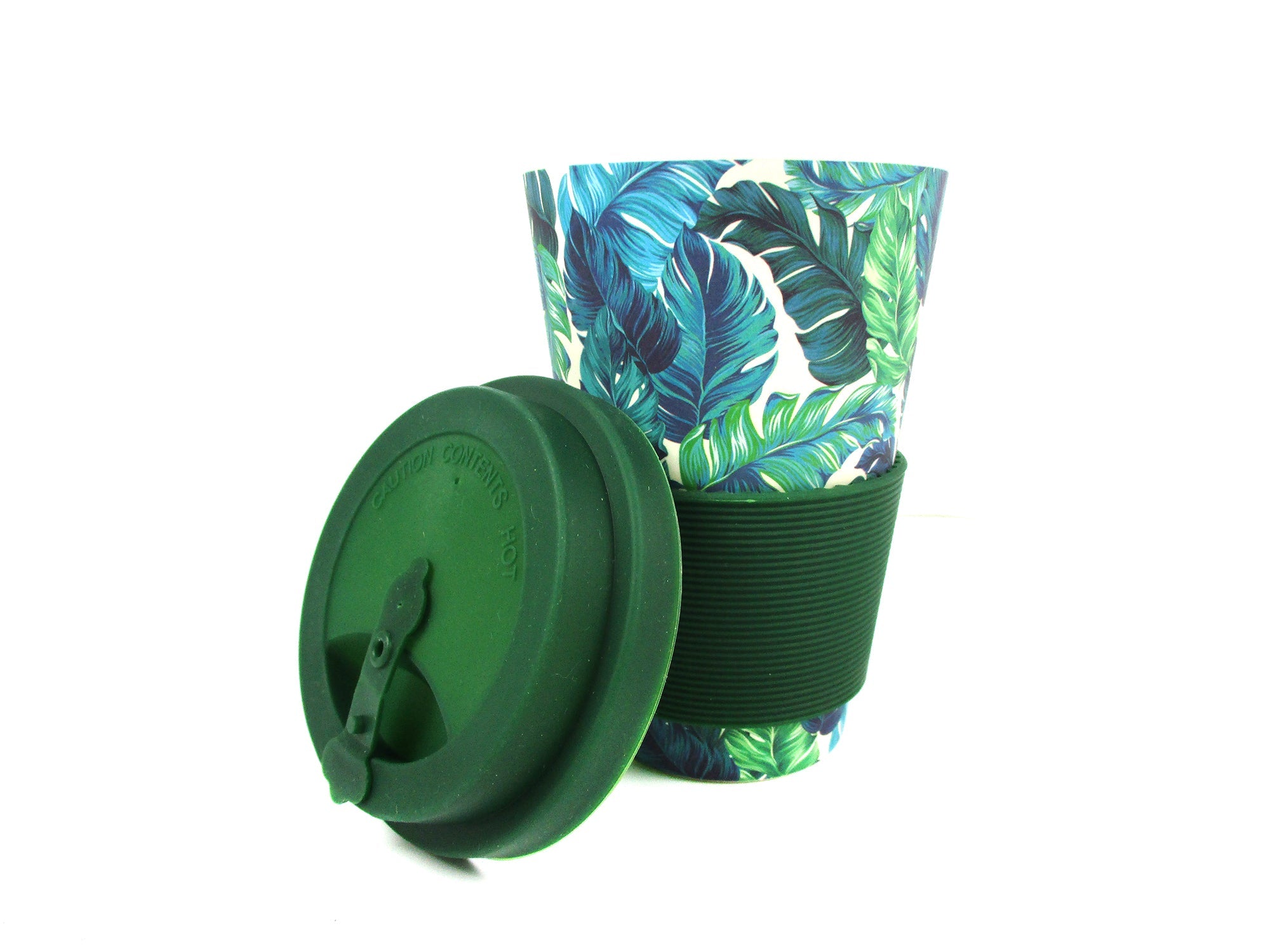 Eco-friendly Reusable Plant Fiber Travel Mug With Tropical Palm Leaves Design