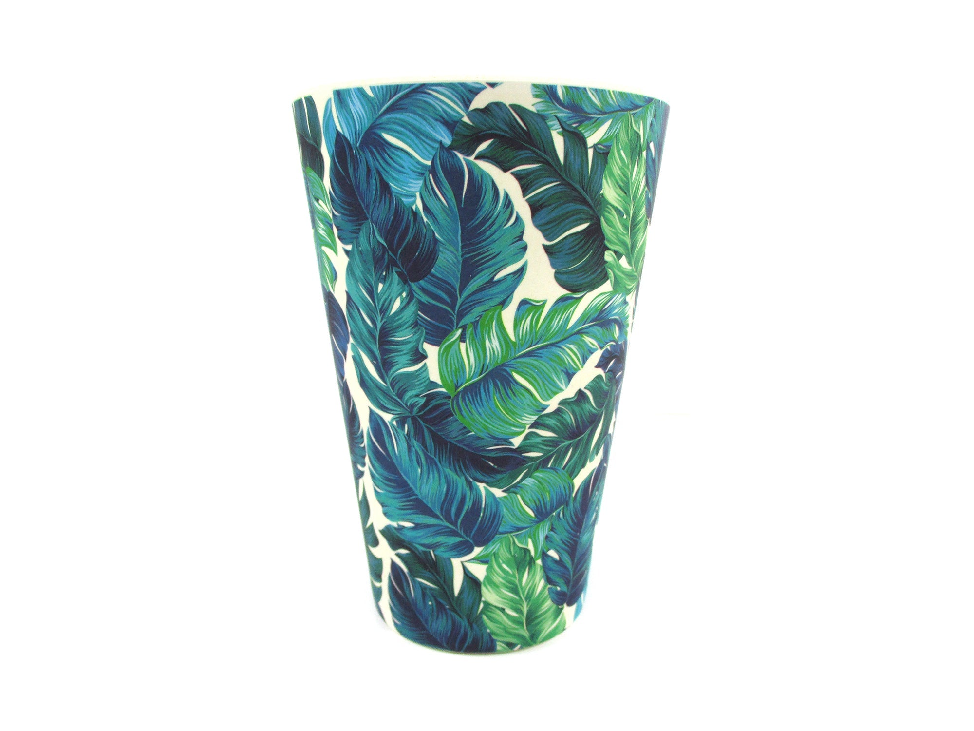 Eco-friendly Reusable Plant Fiber Travel Mug With Tropical Palm Leaves Design