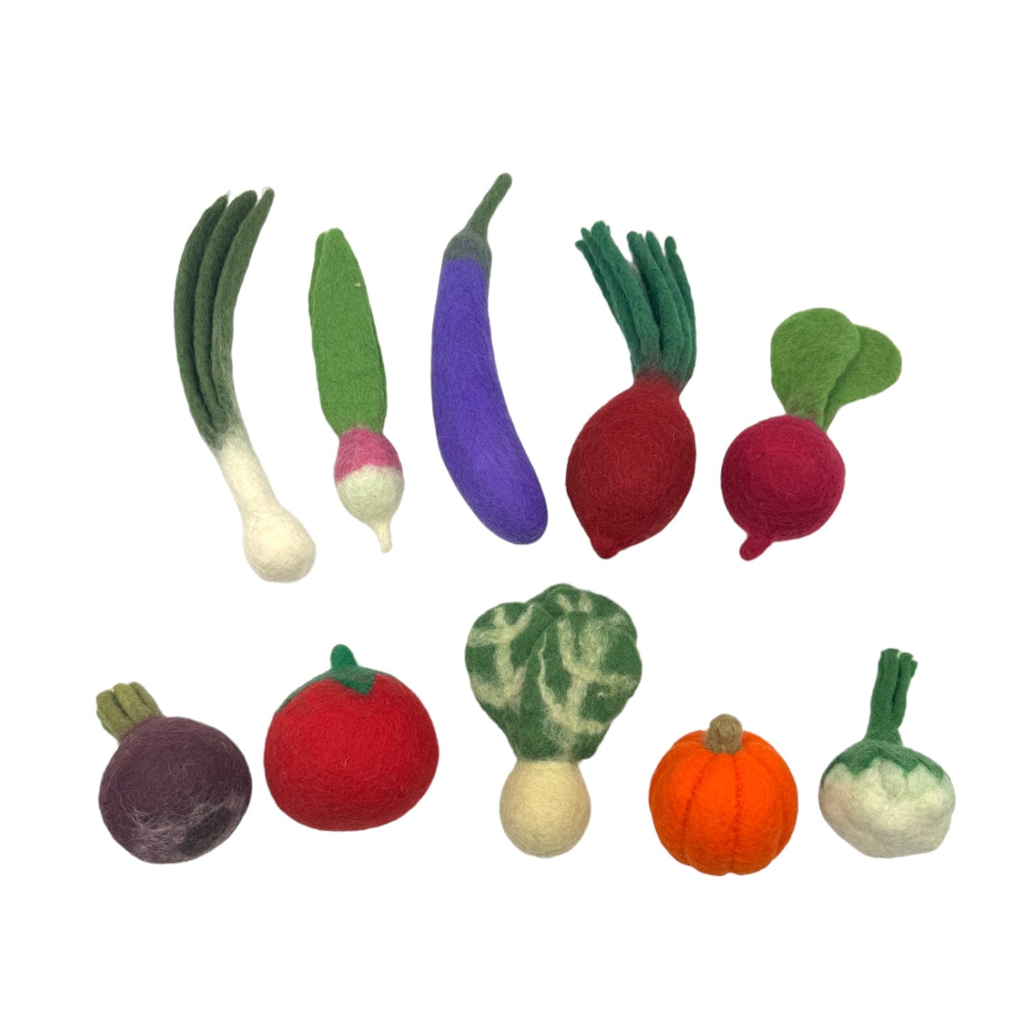 handmade In Nepal 100% Wool Felt Foods Play Set For Pretend Cooking And Farmer's Market Play