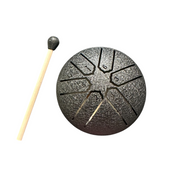 Mini Rain Drum 3 Steel Percussion Instrument With Mallet (black)