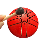 Mini Rain Drum 3 Steel Percussion Instrument With Mallet (red)