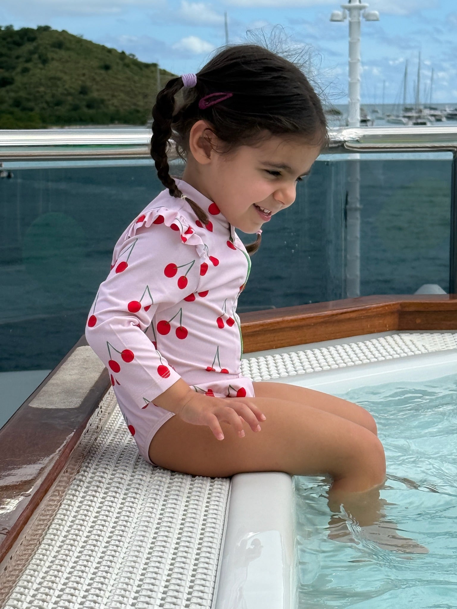 Upf 50+ Recycled Polyester Cherry Baby Zipped Rashguard Onepiece