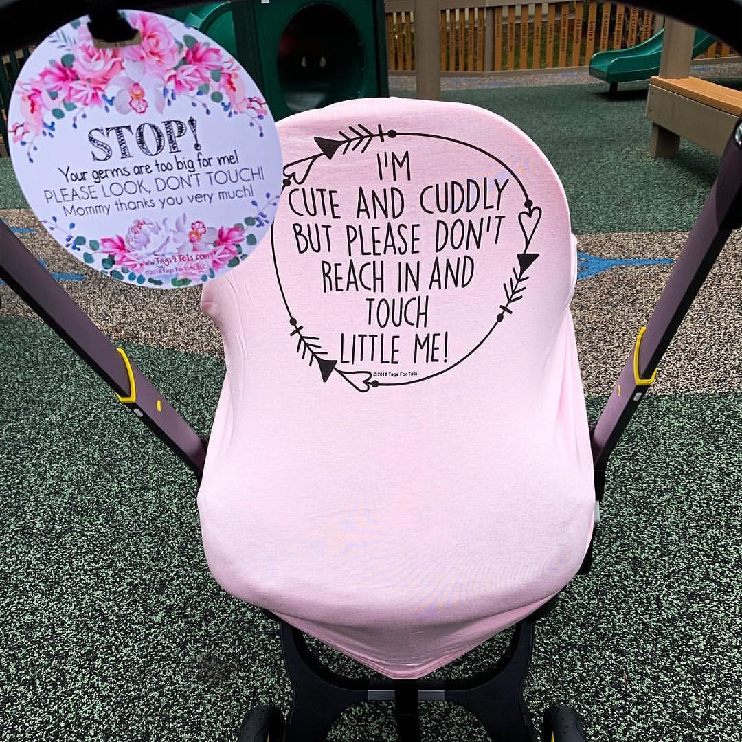 Pink Car Seat 5 In 1  Cover  – i'm Cute & Cuddly But Please Don't Touch Little Me