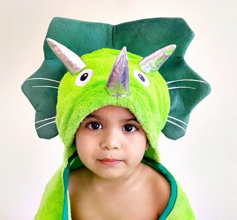 Bamboo Viscose Baby Hooded Towel Green Dinosaur