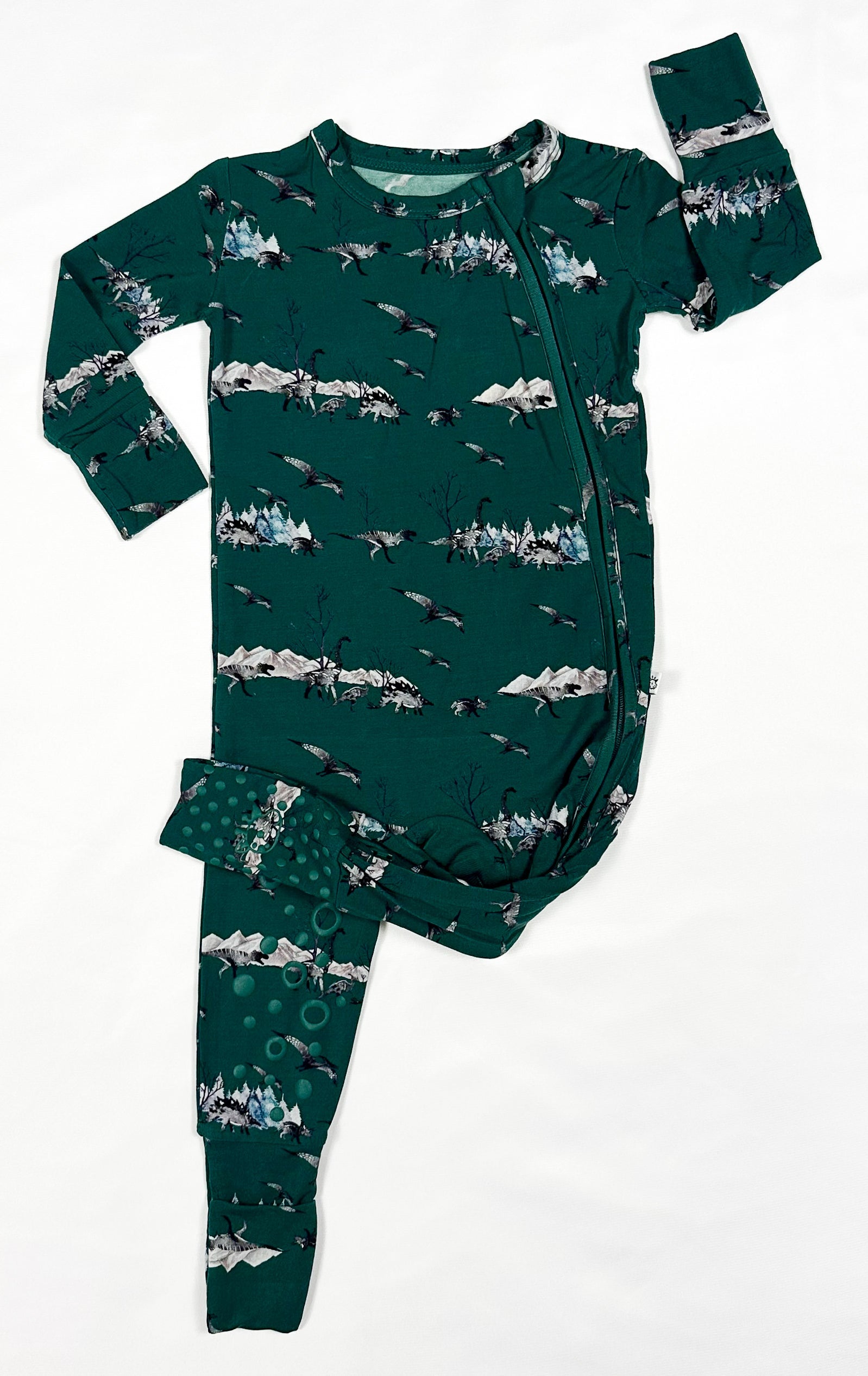 Knee-grip Green Dinos Convertible Footie