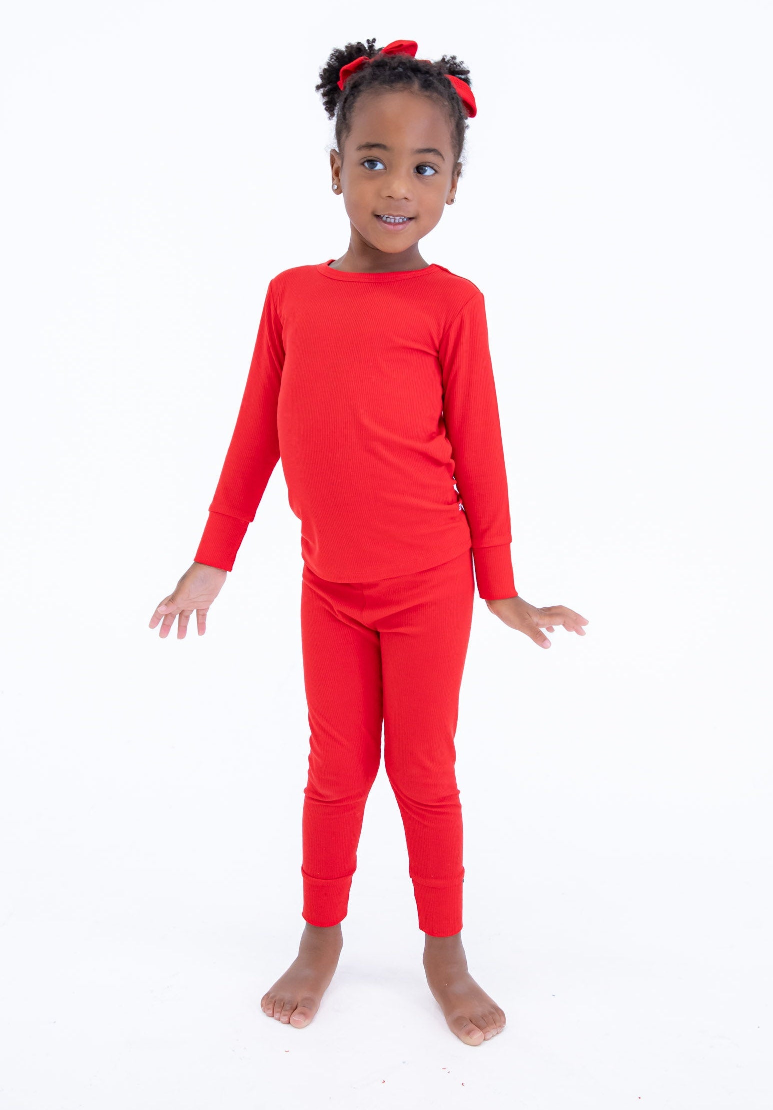 Scarlet Ribbed 2-piece Pajamas