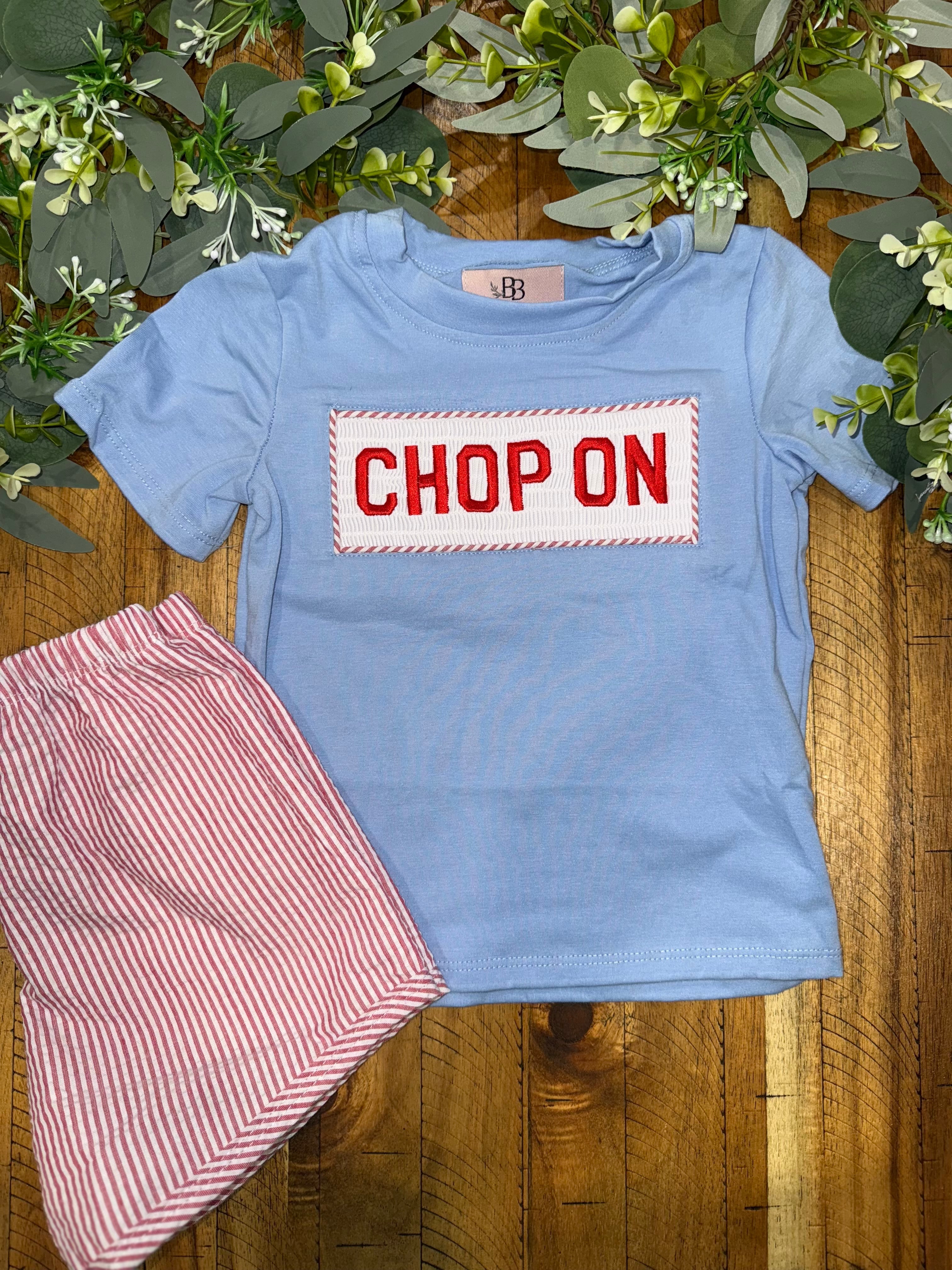 Light Blue Smocked Chop On Boy’s Shorts Set