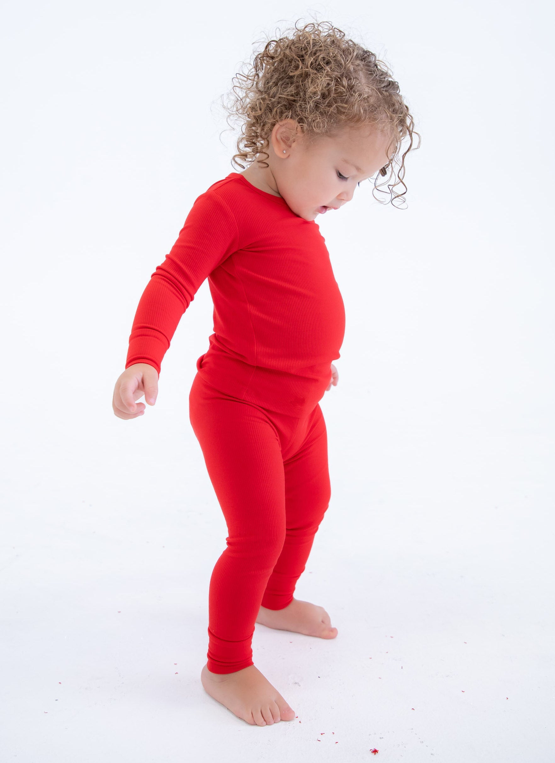 Scarlet Ribbed 2-piece Pajamas