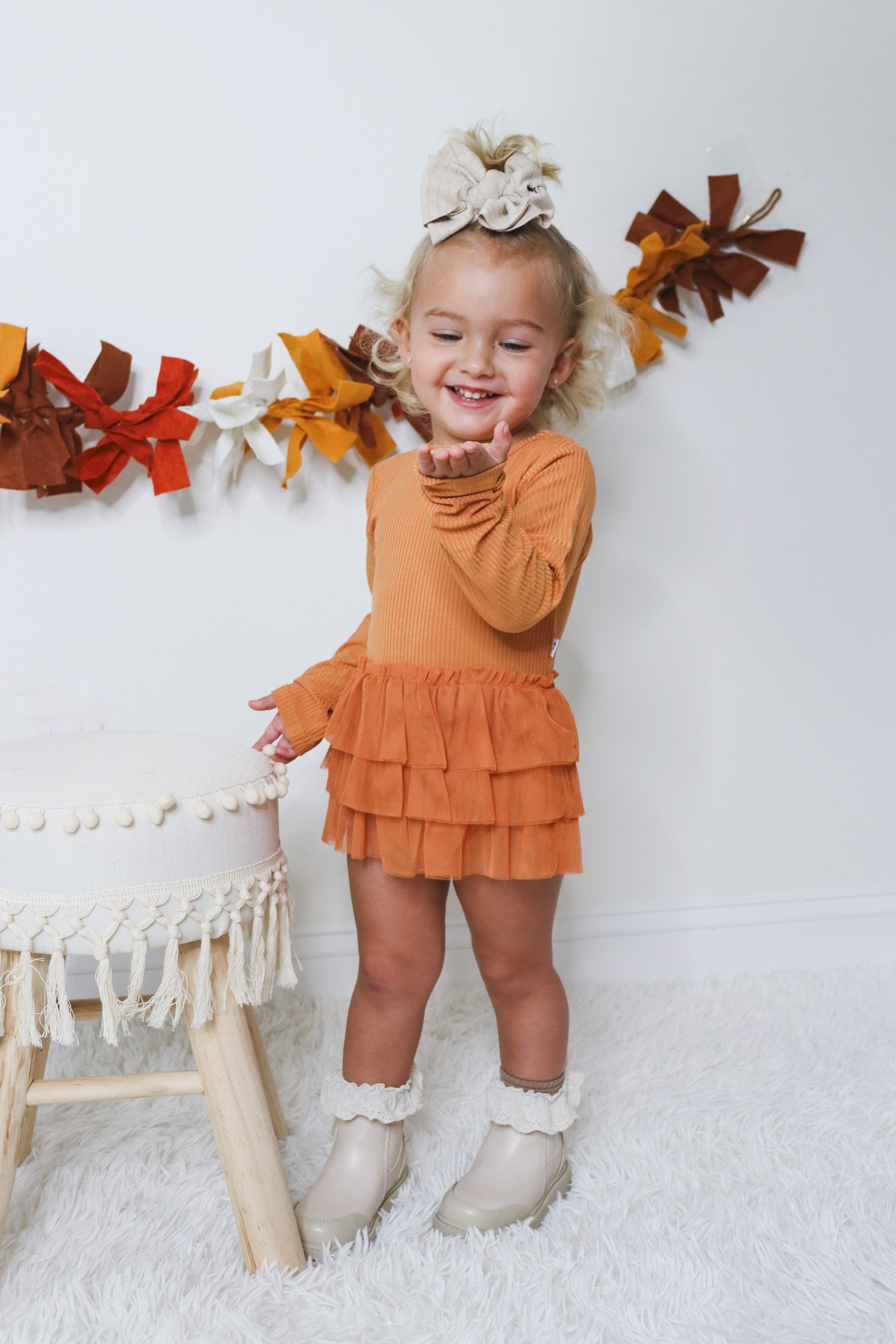 Pumpkin Rib Dream Tutu Bodysuit Dress