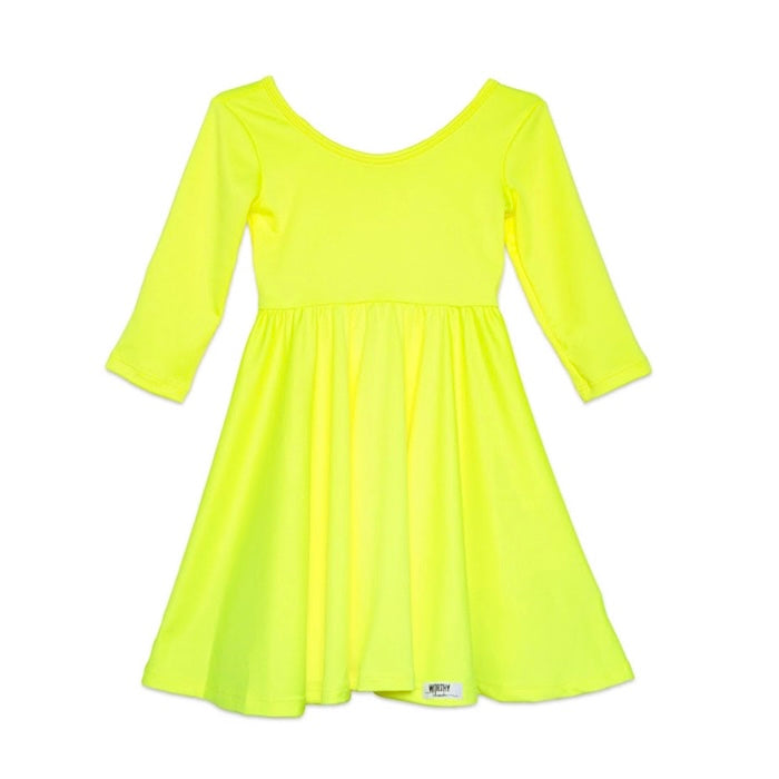 Twirly Dress In Neon Yellow