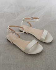 Girls Satin Flat Sandal With Ankle Strap