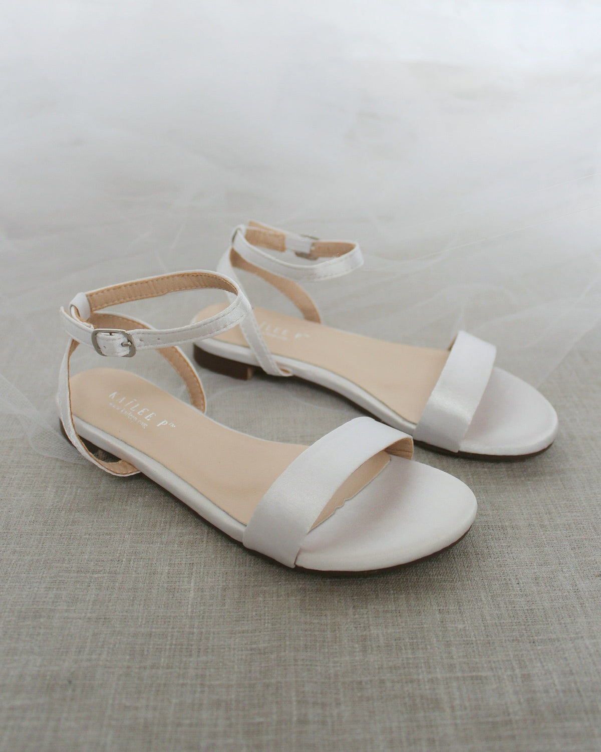 Girls Satin Flat Sandal With Ankle Strap