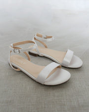 Girls Satin Flat Sandal With Ankle Strap