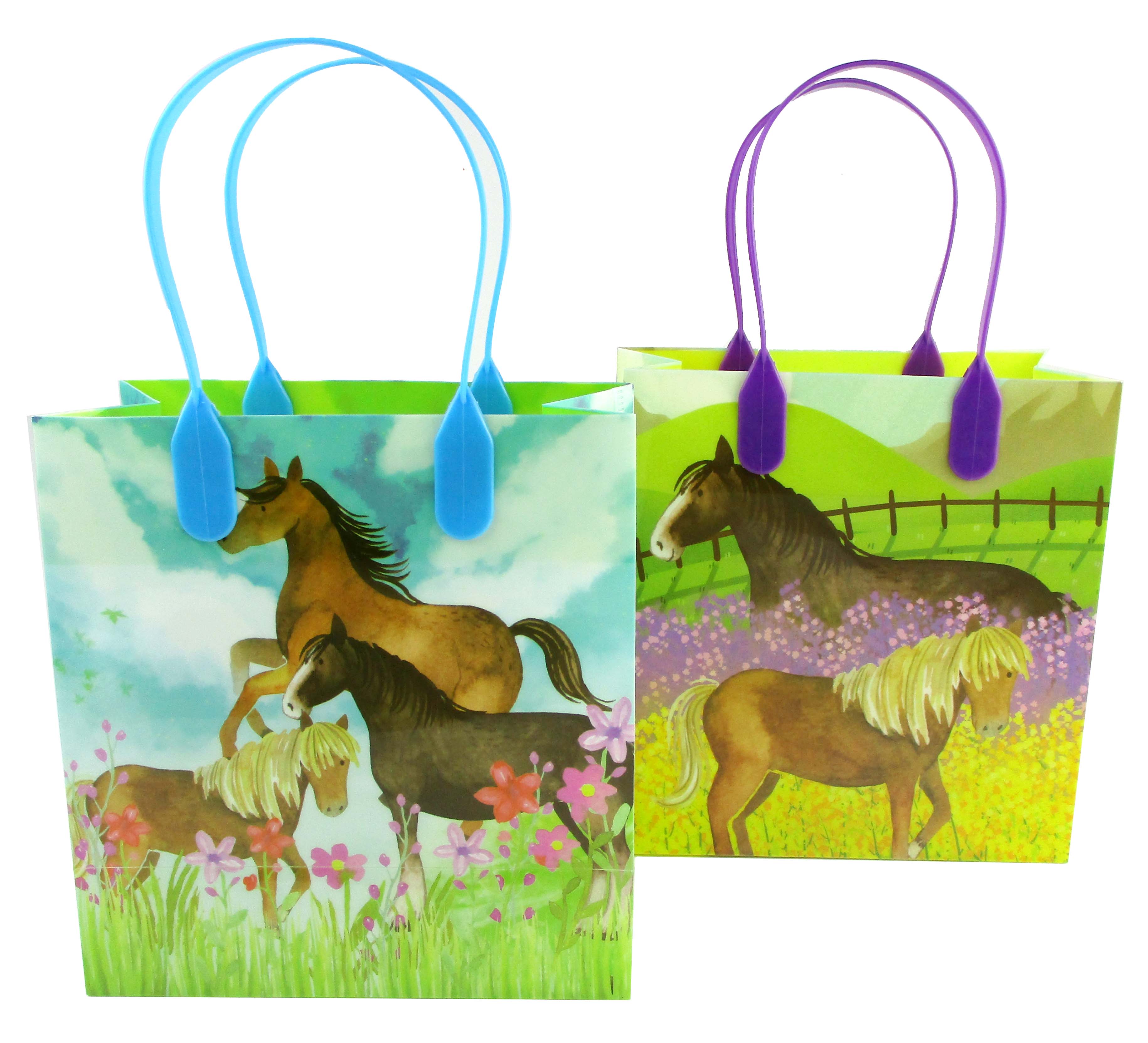 Horse And Pony Themed Party Favor Treat Bags - Set Of 6 Or 12