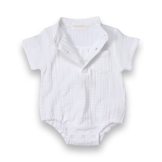 Heypeacock Baby Romper, 100% Muslin Cotton, Boy (white)