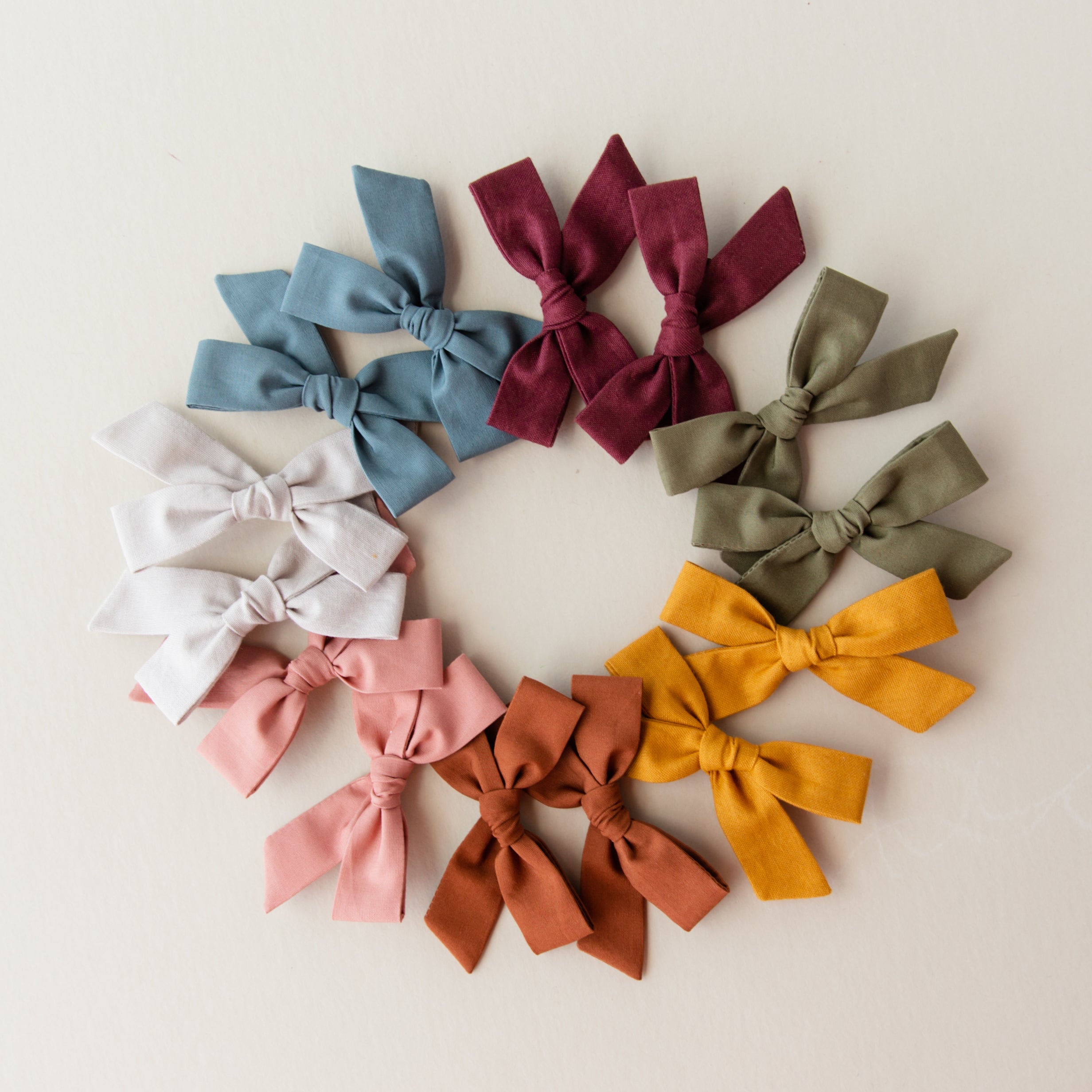 Garnet | Pigtail Set - Hand-tied Bow