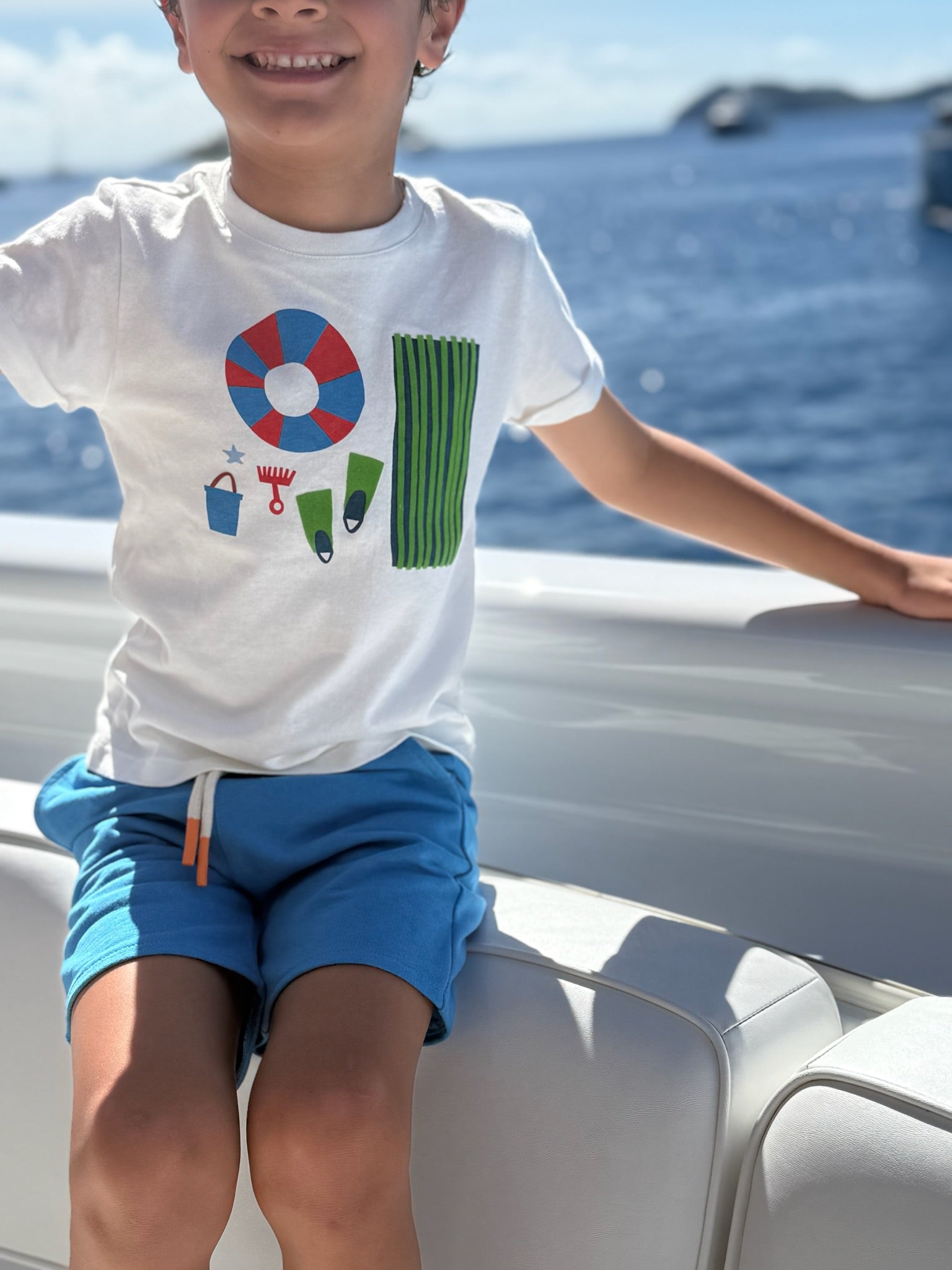 Recycled Cotton Blue Beach Party Kid T-shirt
