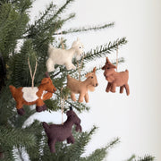 Felt Goat Ornament With Hemp String Attached
