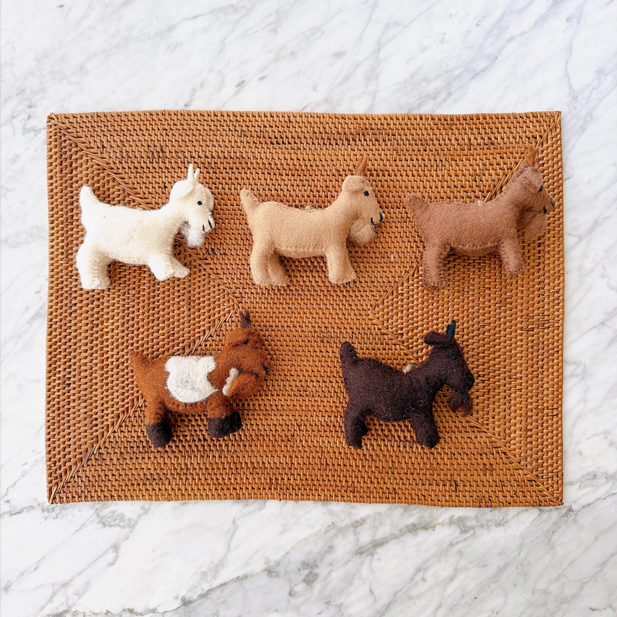 Felt Goat Ornament With Hemp String Attached