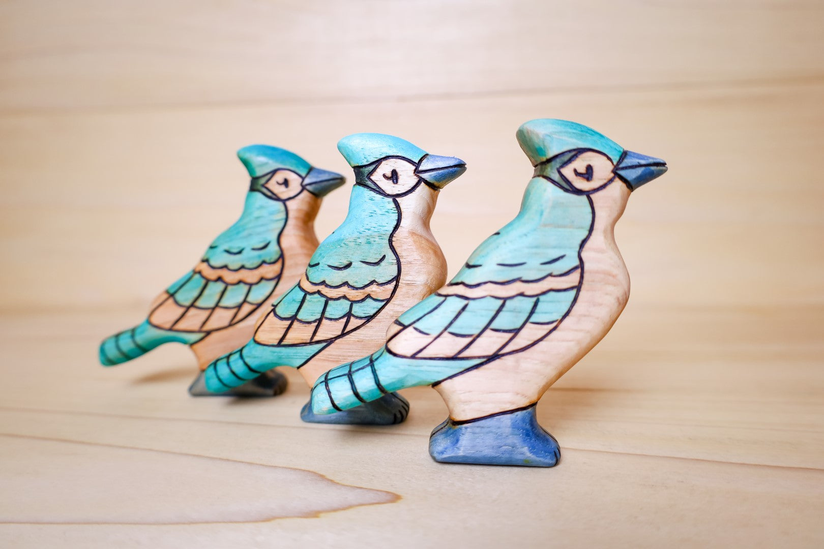 Wooden Blue Jay Bird Toy