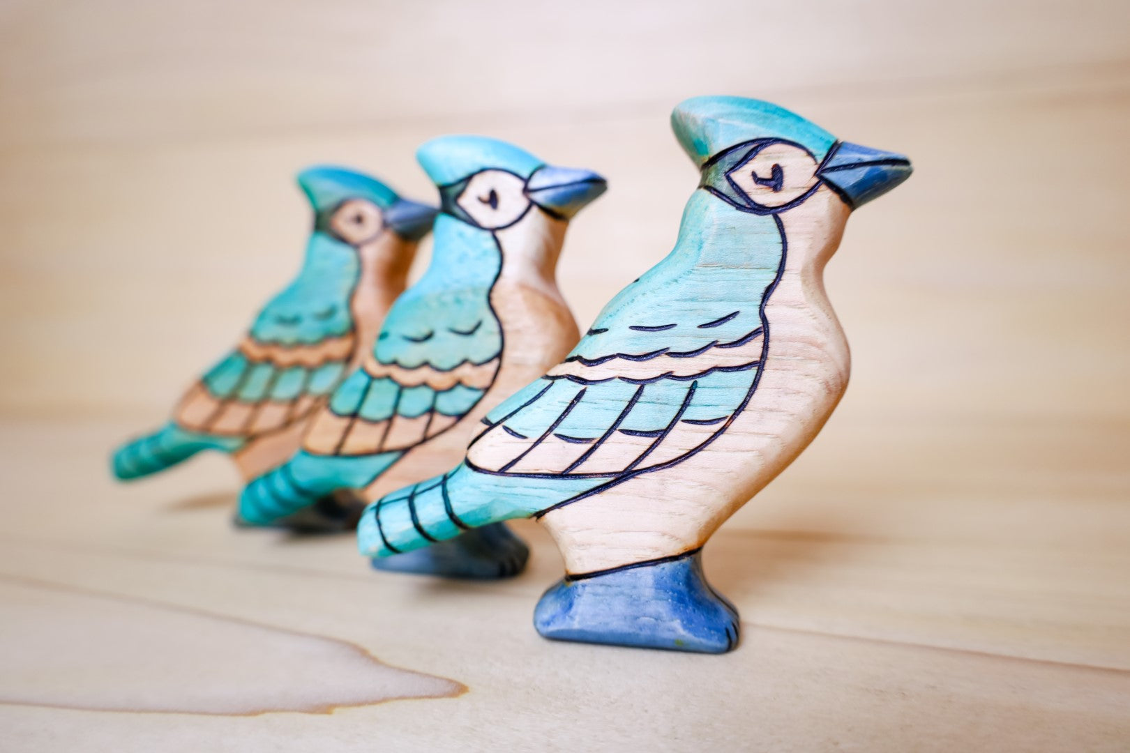 Wooden Blue Jay Bird Toy