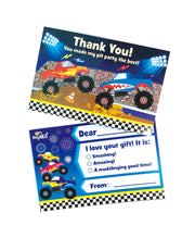 Monster Truck Fill-in Birthday Thank You Cards For Kids