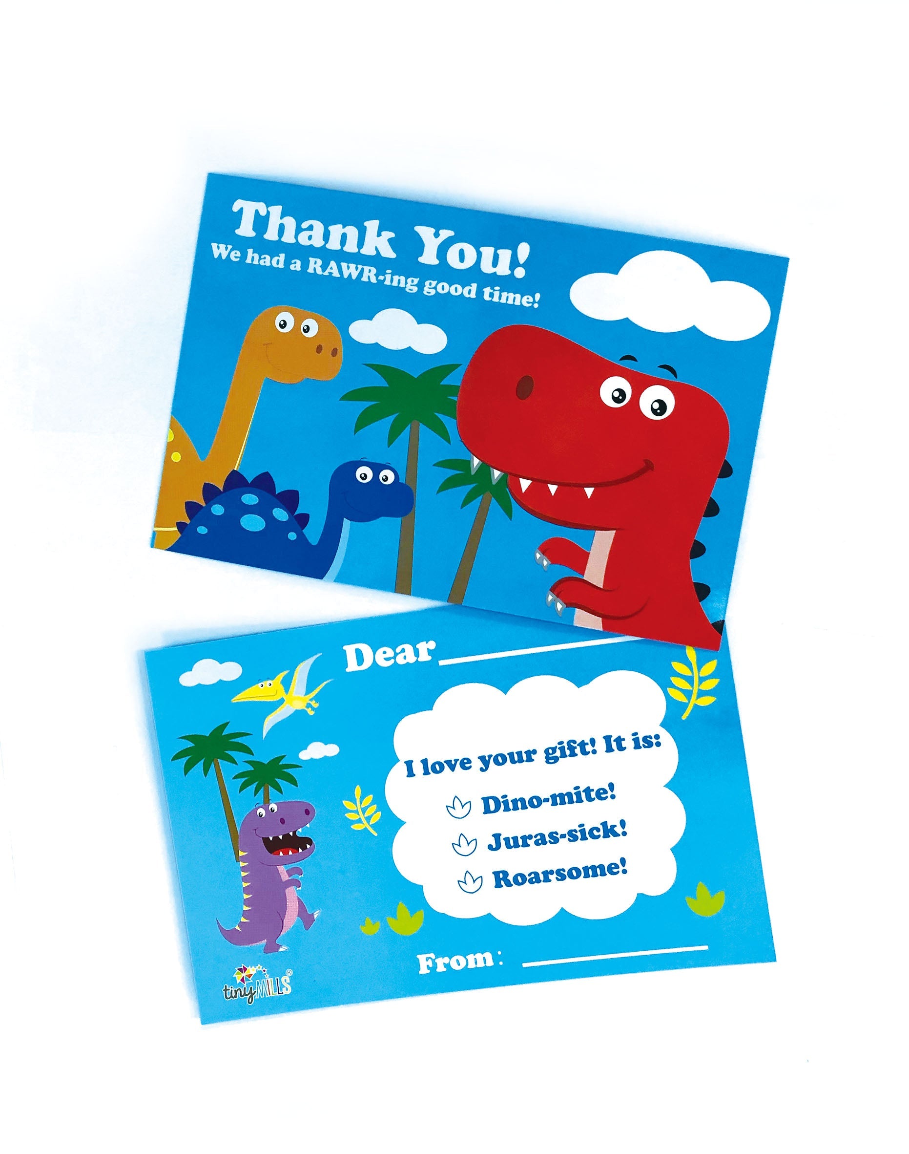 Dinosaur Fill-in Birthday Thank You Cards For Kids
