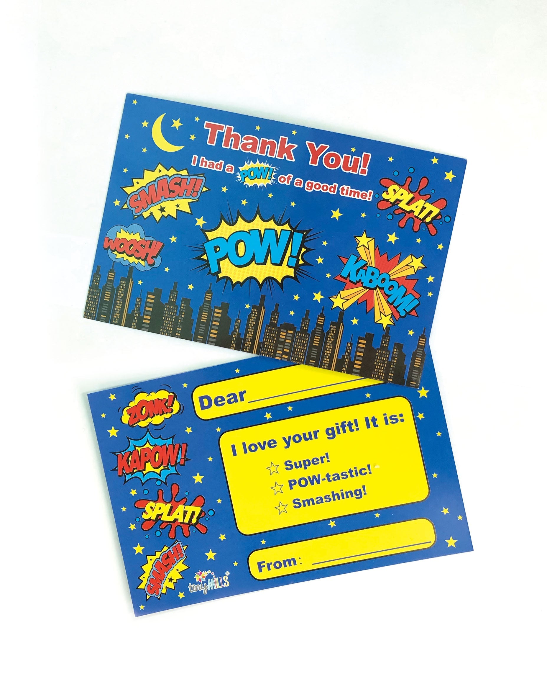 Superhero Fill-in Birthday Thank You Cards For Kids