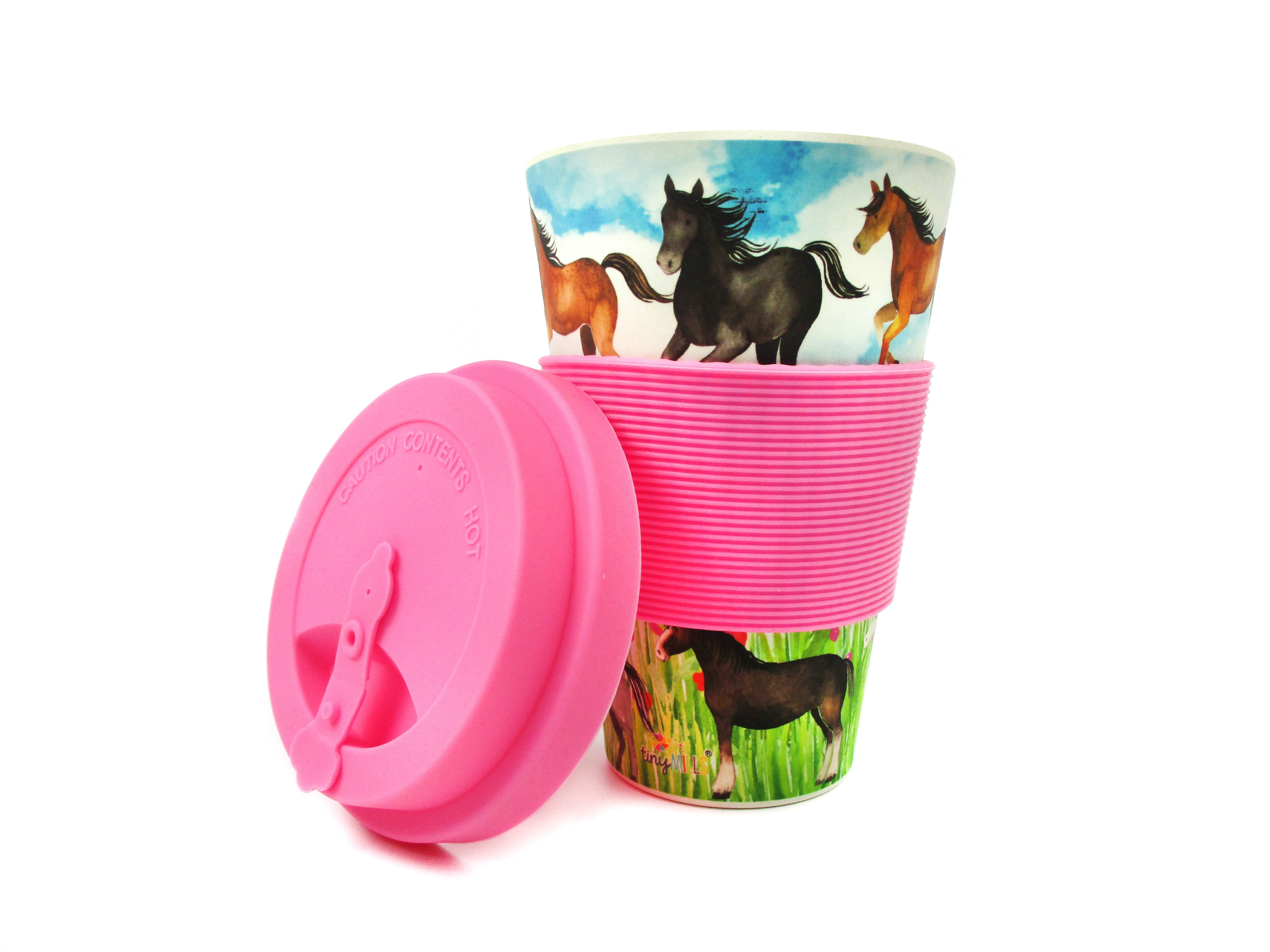 Eco-friendly Reusable Plant Fiber 14 Oz Travel Mug With Horse And Pony Design