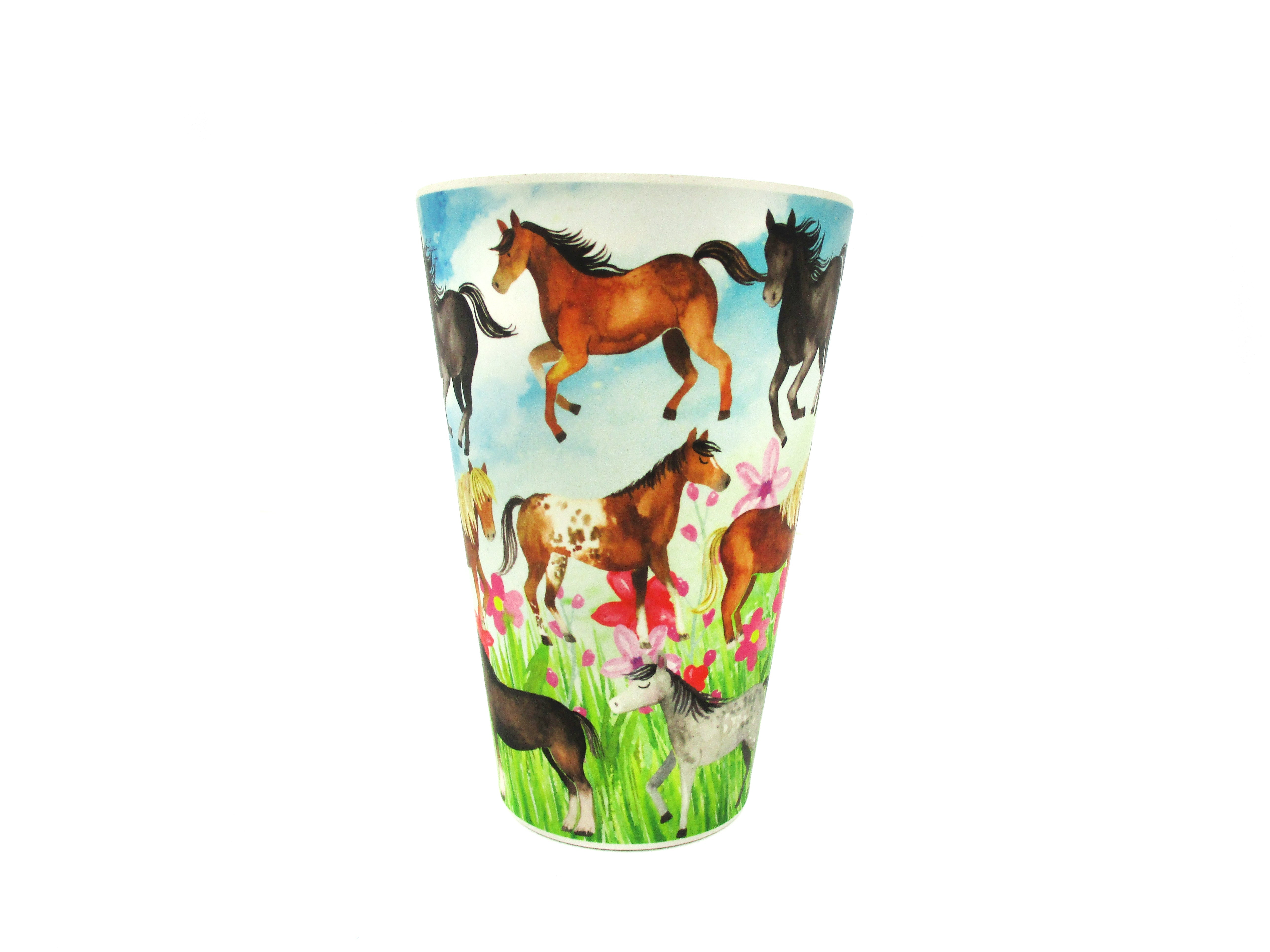 Eco-friendly Reusable Plant Fiber 14 Oz Travel Mug With Horse And Pony Design