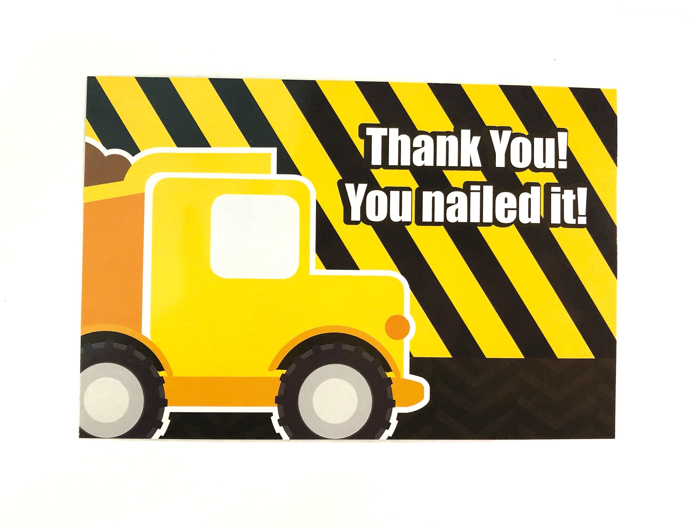 Construction Fill-in Birthday Thank You Cards For Kids