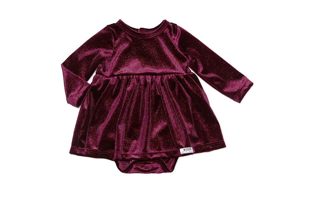 Holiday Bubble Romper In Burgundy Sparkle