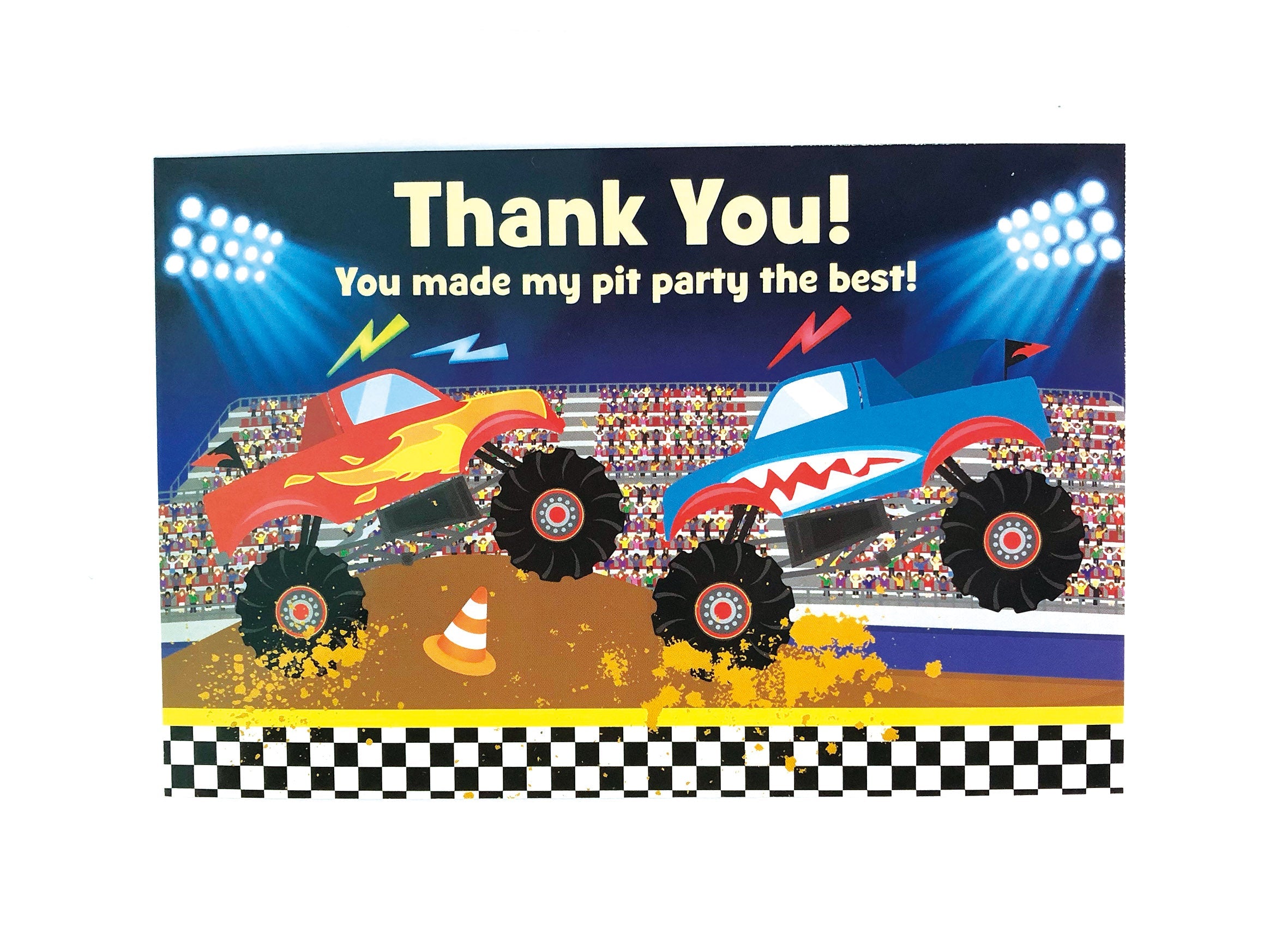 Monster Truck Fill-in Birthday Thank You Cards For Kids