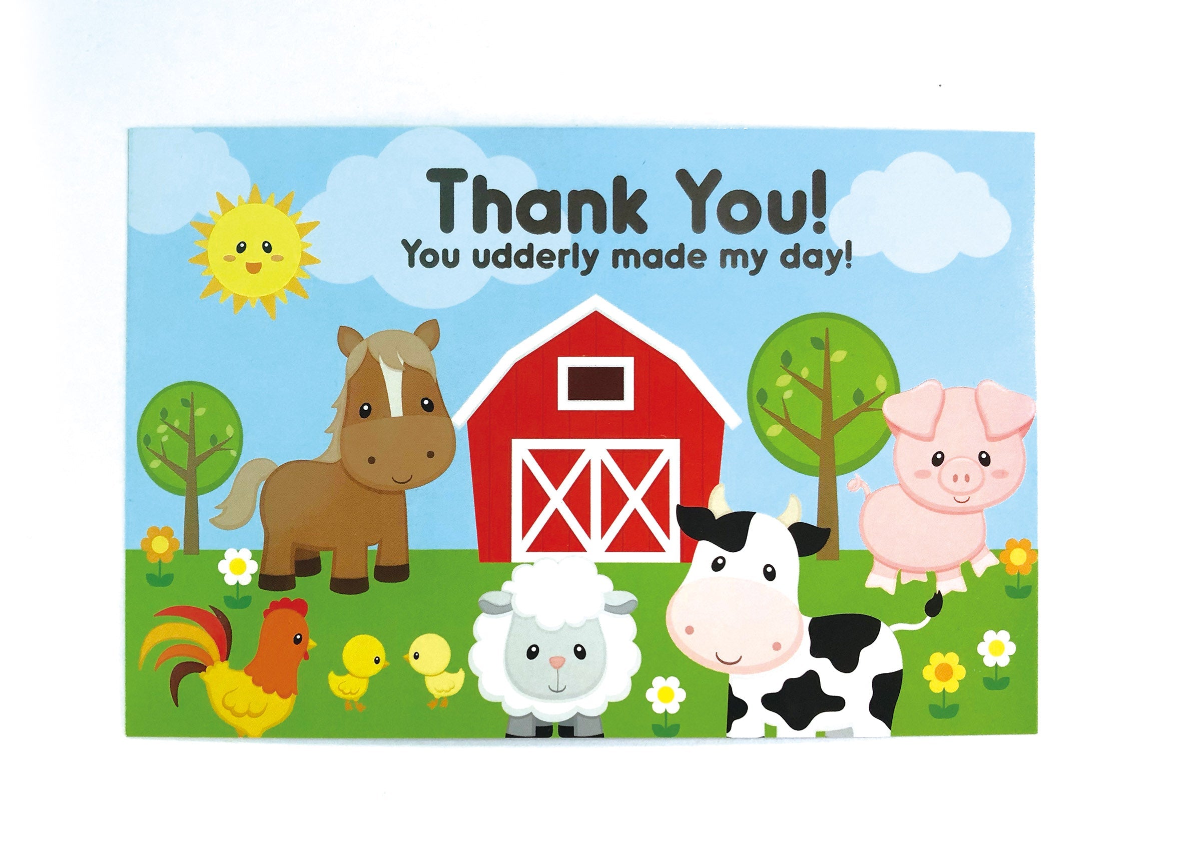 Farm Animals Fill-in Birthday Thank You Cards For Kids