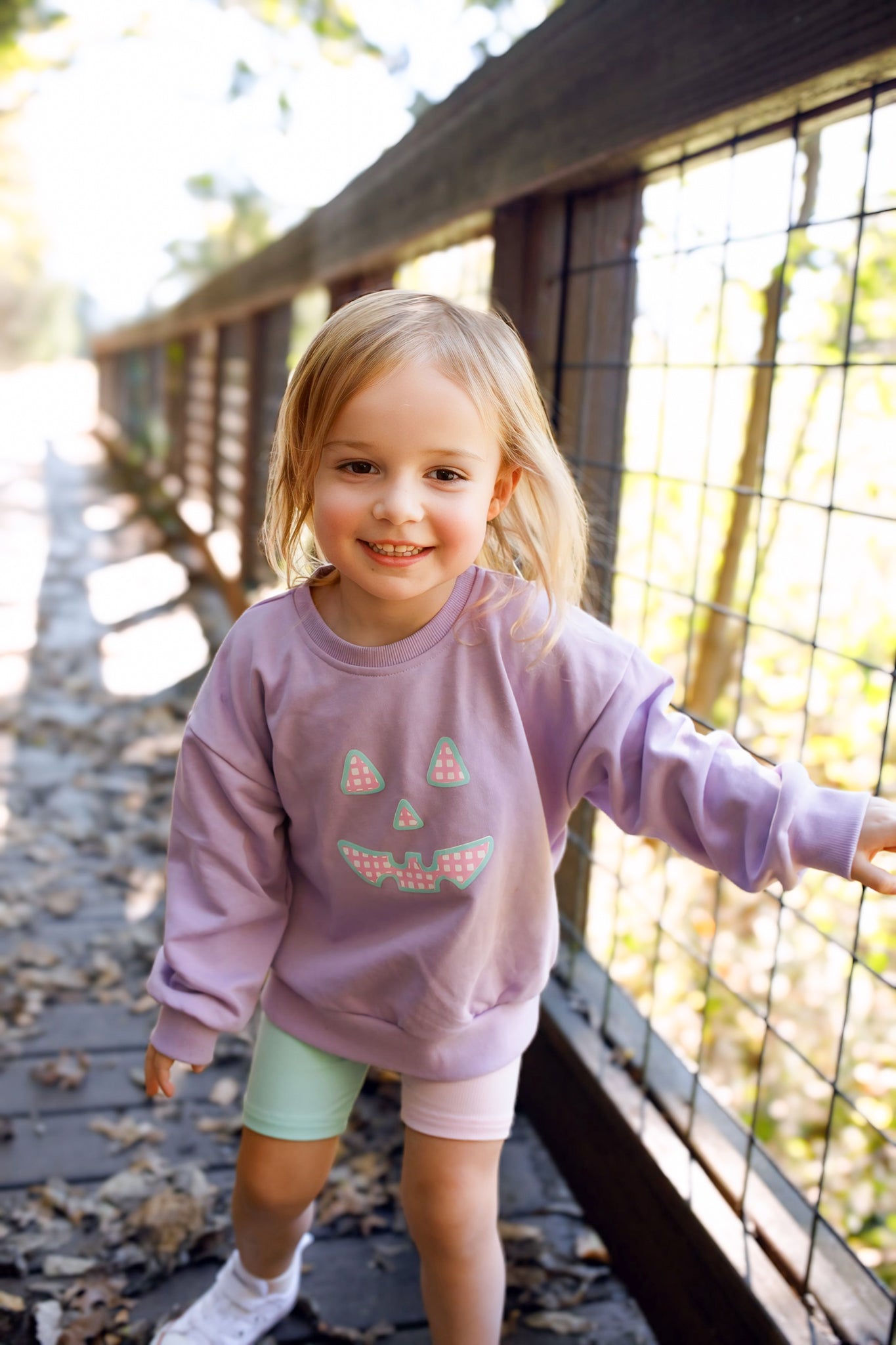 Pastel Gingham Jack-o-lantern Crewneck Sweatshirt Or Romper