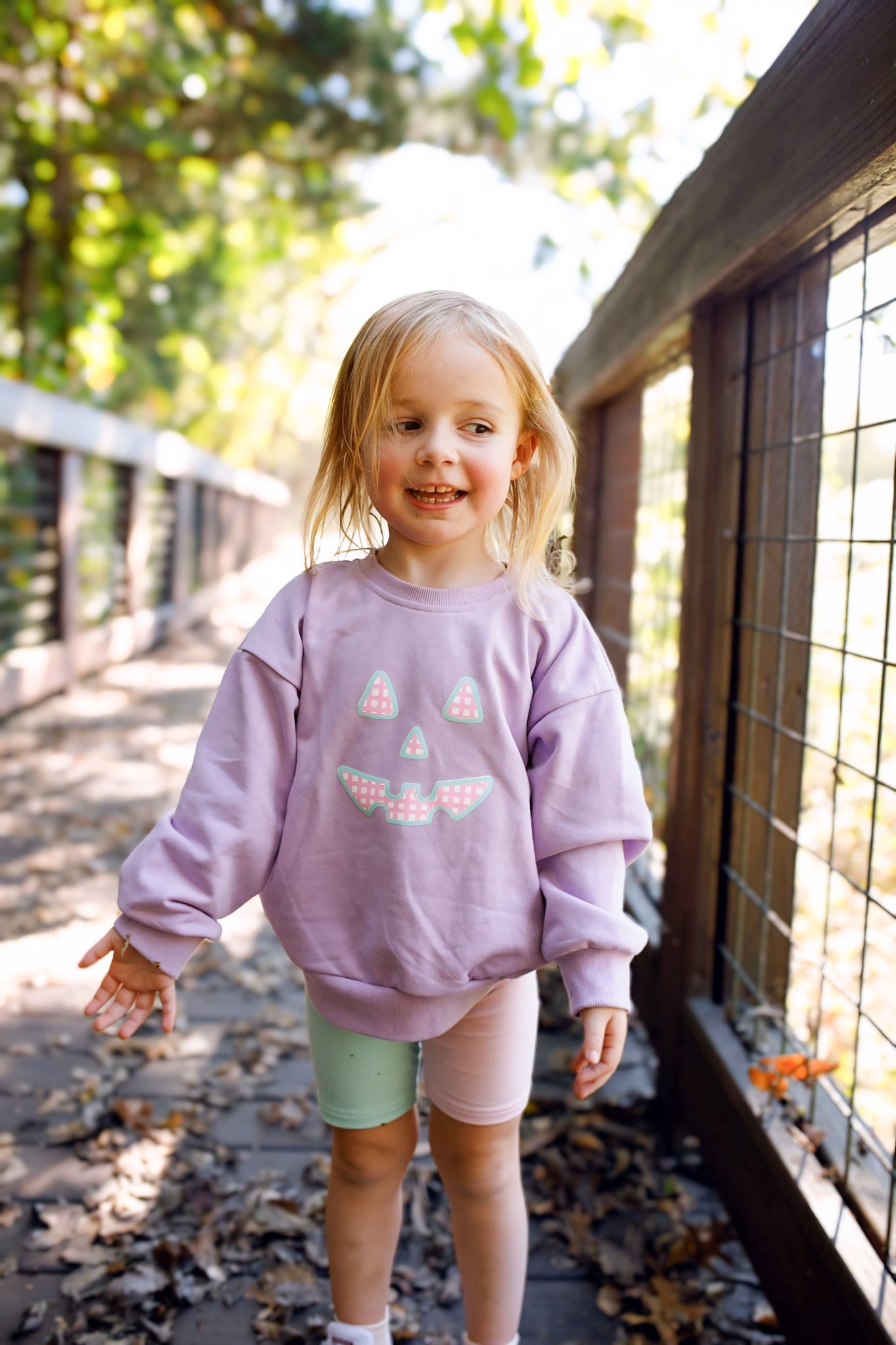 Pastel Gingham Jack-o-lantern Crewneck Sweatshirt Or Romper