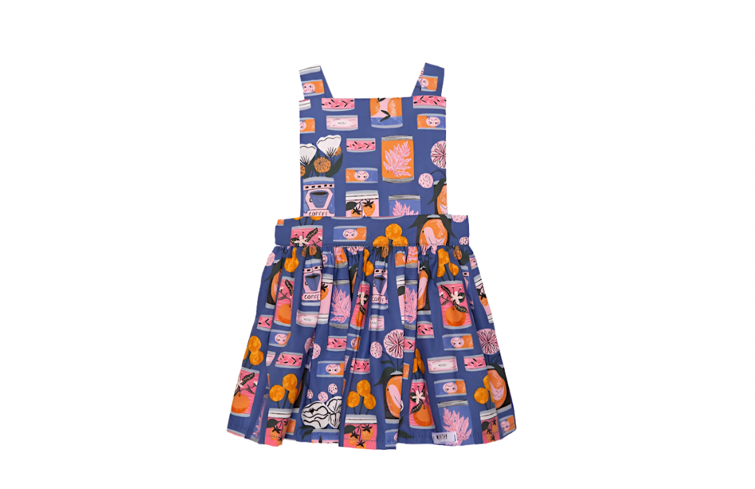 Pinafore Dress In Tin Can Flowers