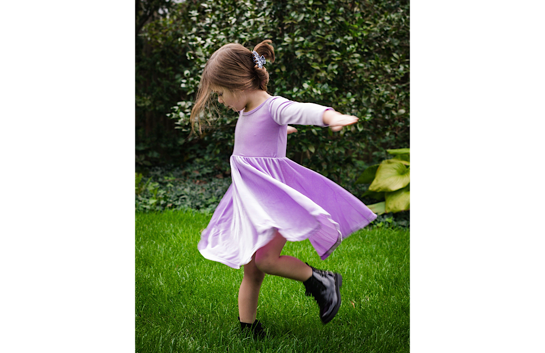 Twirly Dress In Lavender Stretch Velvet