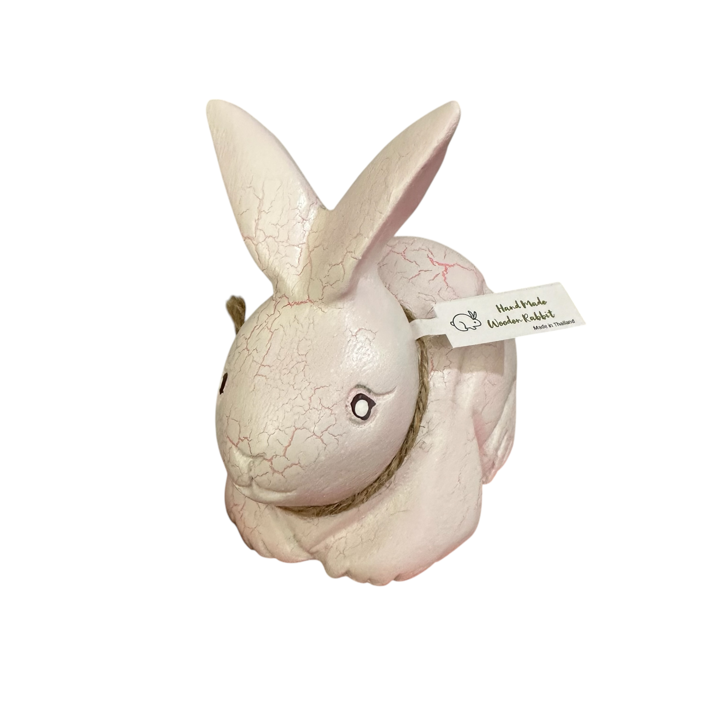 Wooden White Bunny Figurine Decoration