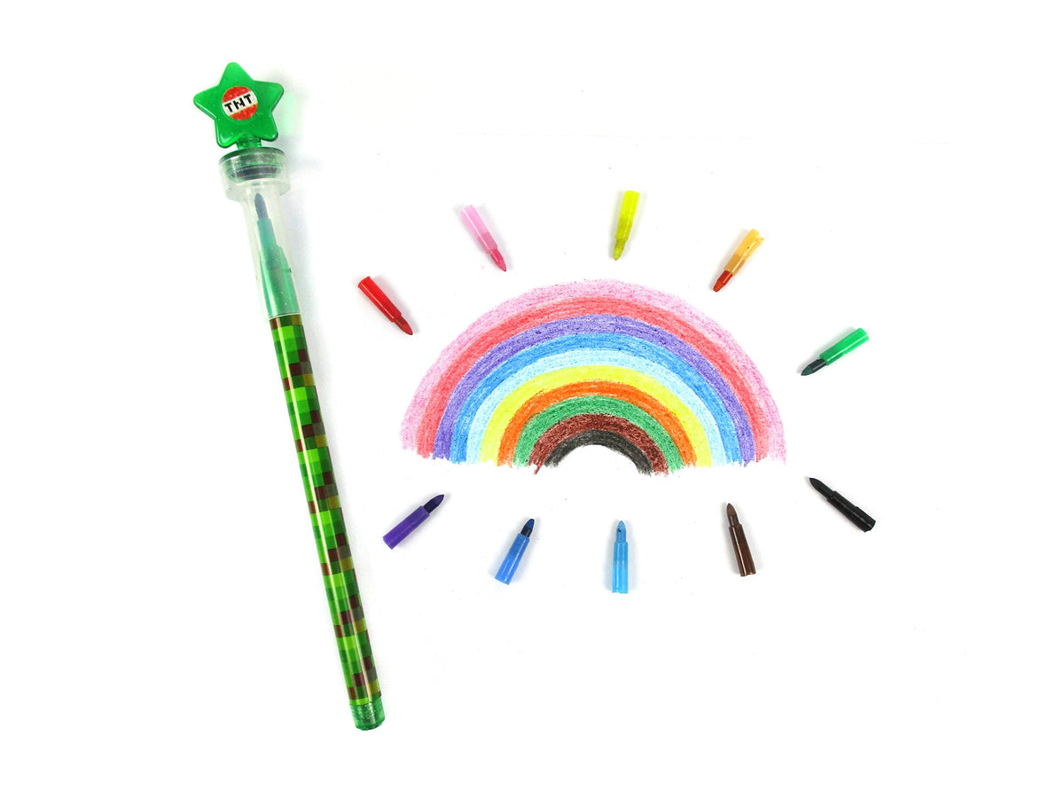 Pixels Stackable Crayon With Stamper Topper